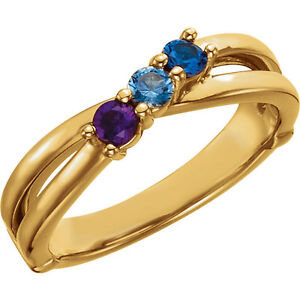 10K Solid Gold Mother's Ring 1 to 6 Birthstones, Moms family Jewelry ...