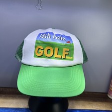 Vintage Truckers SnapBack Hat Cap Green Mesh Men’s VTG 18th Hole Golf Hat Foam