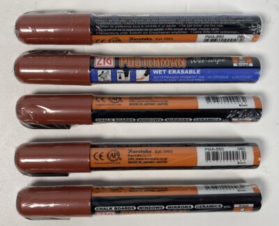 Lot Of 5 Zig Posterman Wet Wipe 6mm Broad Marker - Brown Brand New PMA-550 060