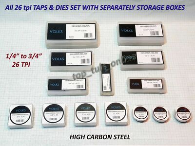 TAP DIE SET BSB BSCY CYCLE 26 TPI THREAD 1/4'', 5/16'', 3/8'', 7/16'', 1/2'',5/8'',3/4