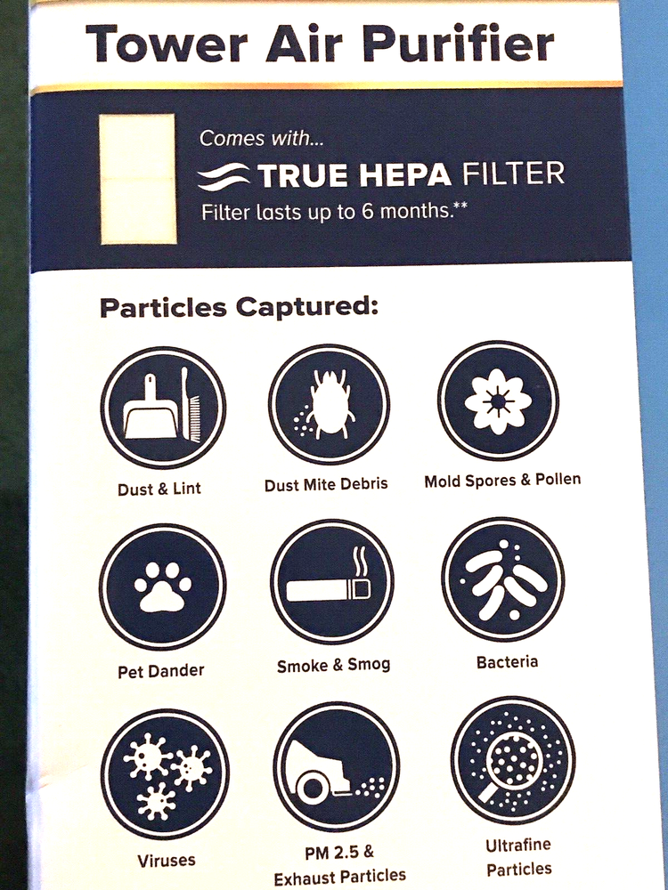 Filtrete Tower Air Purifier 290 Sq Ft True HEPA Filter 4 Speed White New