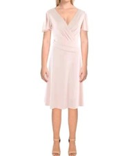Lauren Ralph Lauren Womens Jersey V-Neck Career Fit & Flare Dress Sz 8
