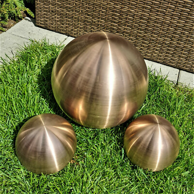 3er Set Dekorationskugel 40-20-20 cm aus Edelstahl golden rose matt gebürstet