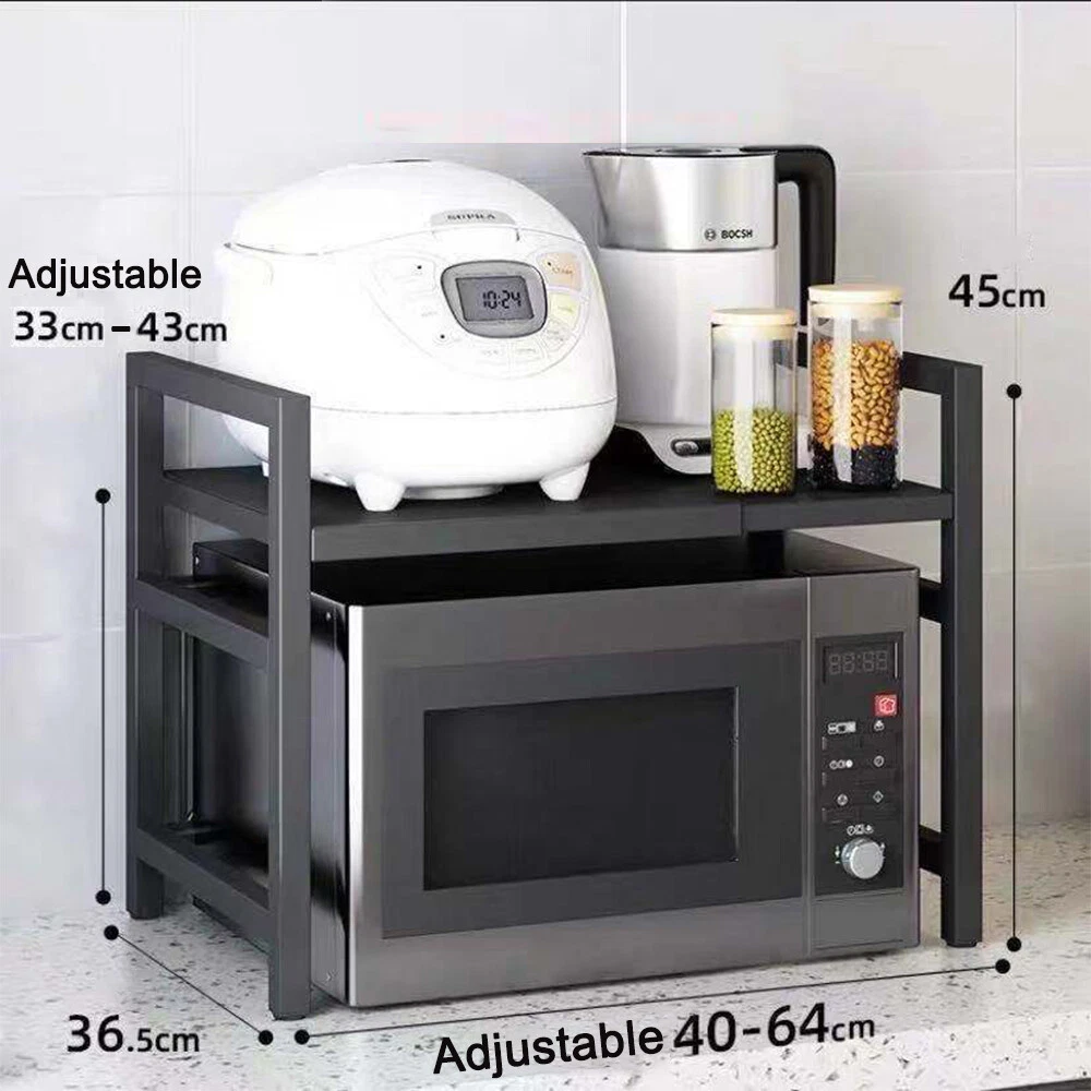 2 Tiers Kitchen Microwave Oven Stand Rack Adjustable Storage