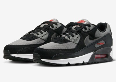 Nike Air Max 90 New Black-Red-White Sneakers Size 8 FD0664-001 | eBay