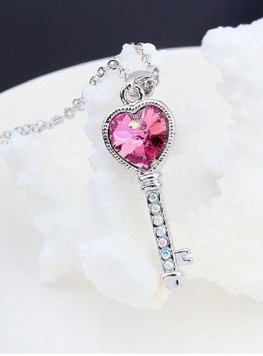 COLGANTE LLAVE ROSA CRISTAL CON BOLSA DE REGALO DE TERCIOPELO GRATUITA *VENTA* - Imagen 5 de 8
