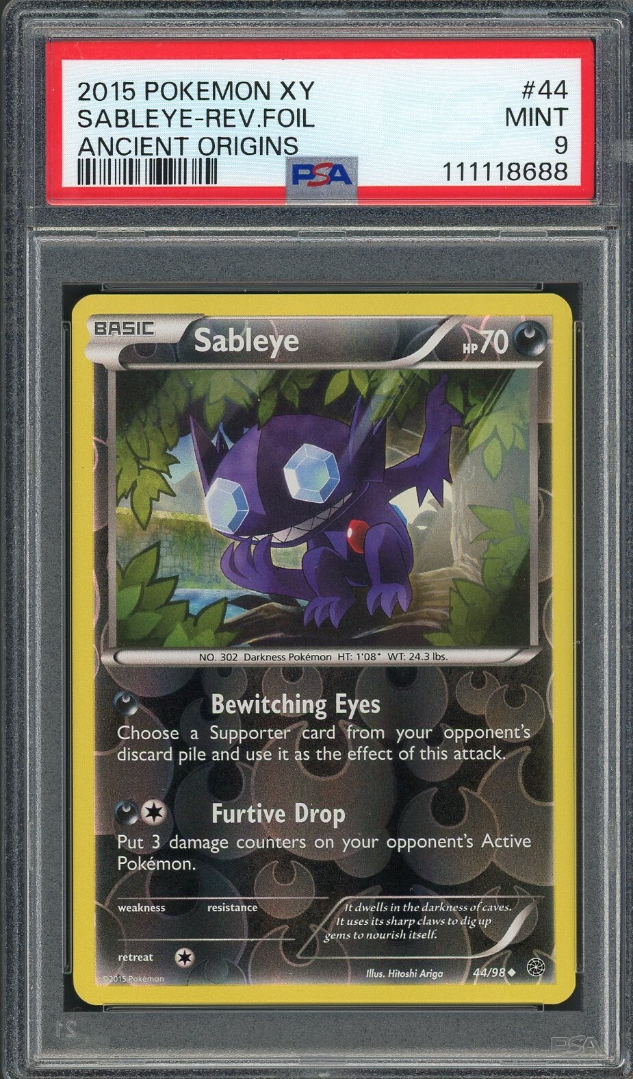 PSA 9 Sableye XY Ancient Origins 44/98 Reverse Holo Pokemon Card B10