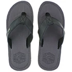 MENS URBAN BEACH KANEOHE GREY BLACK LEATHER TOE POST FLIP FLOP BEACH SANDALS