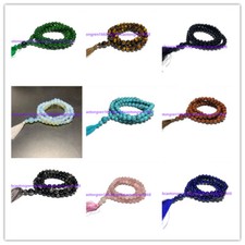 8mm Multi color Gemstone Round 108 Tibetan Buddhist Prayer Beads Mala Necklace