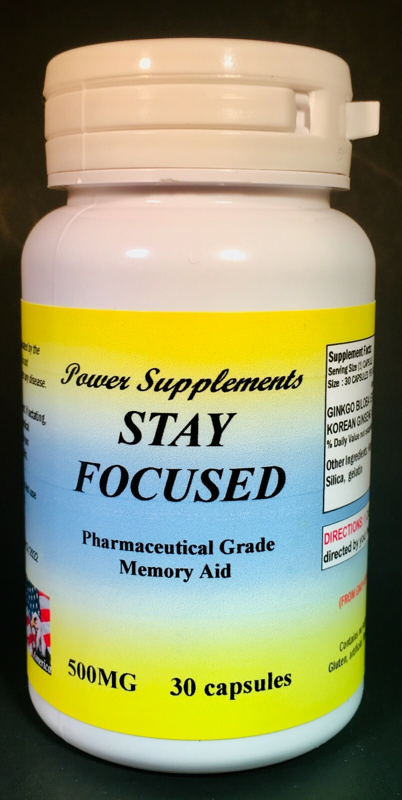 Stay focused, Ginkgo Biloba 500mg, herbs, clear mind aid aid 30 to 60