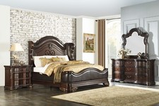 NEW 4PC Cherry Brown King Queen Grand Classic Bedroom Set Traditional B/D/M/N