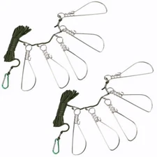 2 Set of 16 Feet Fish Stringer Ropes Fish Stringer Clips Stainless Steel Snap...