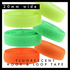 Fluorescent 20mm width Hook & Loop tape - Sew on / no Glue - 1m pair Neon