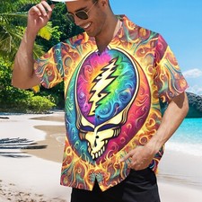 Grateful Dead Hawaiian Button Shirt. 70's Rock Music