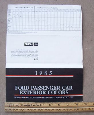 1985 Ford passenger car exterior paint color selection with factory ...