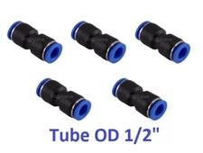 Straight Union Tube OD 1/2" Pneumatic Push In To Connect Air Fitting 5 Pieces