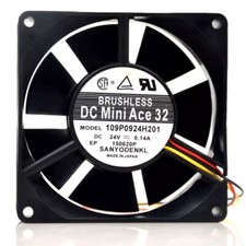 SANYO 109P0924H201 DC24V 0.14A 9CM 92 92 32MM 3-Wire Dual Ball Cooling Fan