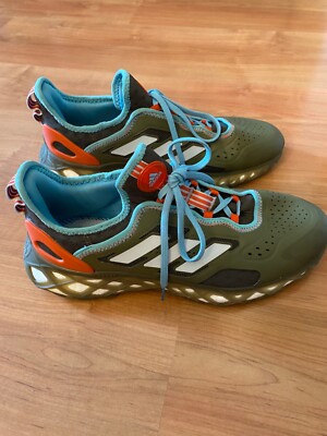 Adidas web boost low olive strata halo blue size 9.5  white stripe orange