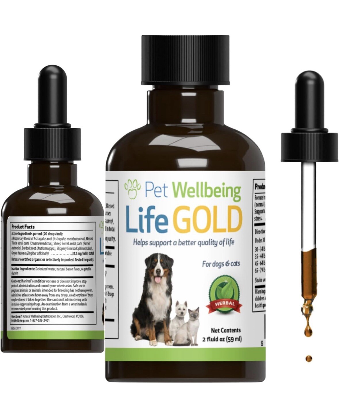 Pet Wellbeing Life Gold Dog & Cat Health Support Natural, Herbal