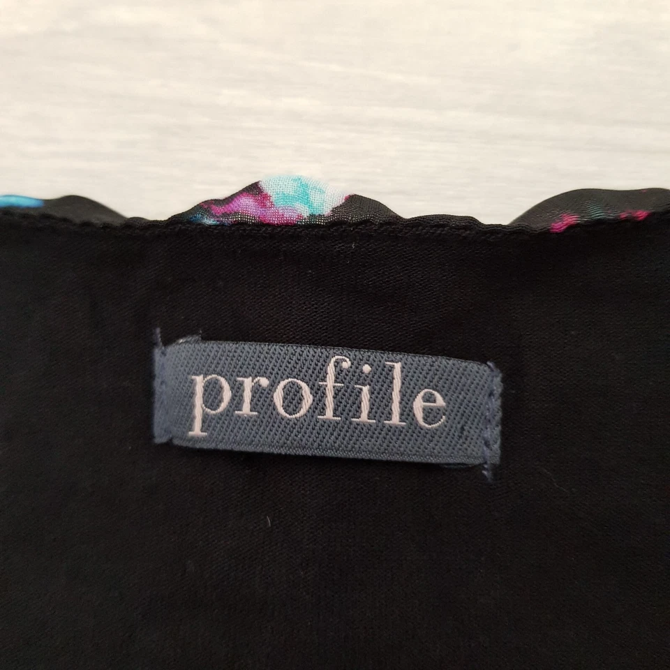 BHS Summer Top Blouse Size 20 Petites Black Floral Stretch Cap Sleeve Casual - Image 2 of 4