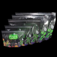 50/100 Clear Plastic Vented Zipper Seal Fruit Print Designed Stand Up Pouch
