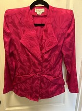 VINTAGE 80s LAURA ALEXANDRA PINK SILK BLAZER SIZE 6 w/shoulder pads