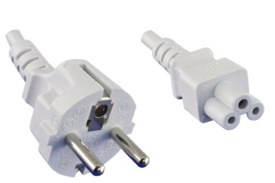 DINIC Stromkabel, Netzkabel Schutzkontaktstecker auf C5, 1,80m, weiß