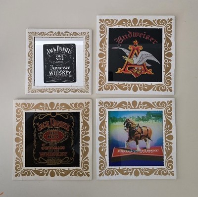 Vintage 6x6 Carnival Mirror Glass Prizes In Original Frames ~ Set Of 4