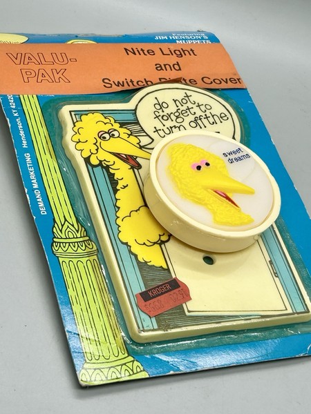 NUEVO Interruptor de luz de plástico BIG BIRD Sesame Street 1980 vintage + luz nocturna