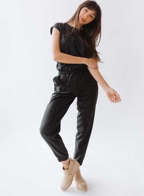 Albion Fit Black Jumpsuit S Cap Sleeve Performance Black Athleisure