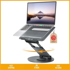 Image of Rotating Telescopic Laptop Stand Adjustable Riser Holder 17" Grey