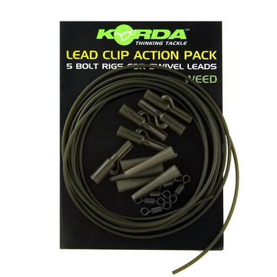 KORDA  LEAD CLIP ACTION PACK - 5 BOLT RIGS FOR SWIVEL LEADS -  CARP FISHING