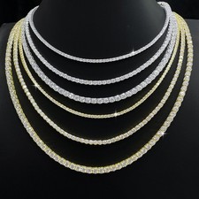 2-6.5mm VVS1 D Moissanite Tennis Chain Necklace 925 Sterling Silver Pass Test