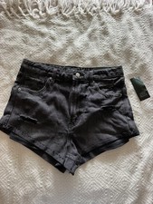 Wild Fable Highest Rise Cheeky Black Denim Cotton Shorts Pockets 6 28