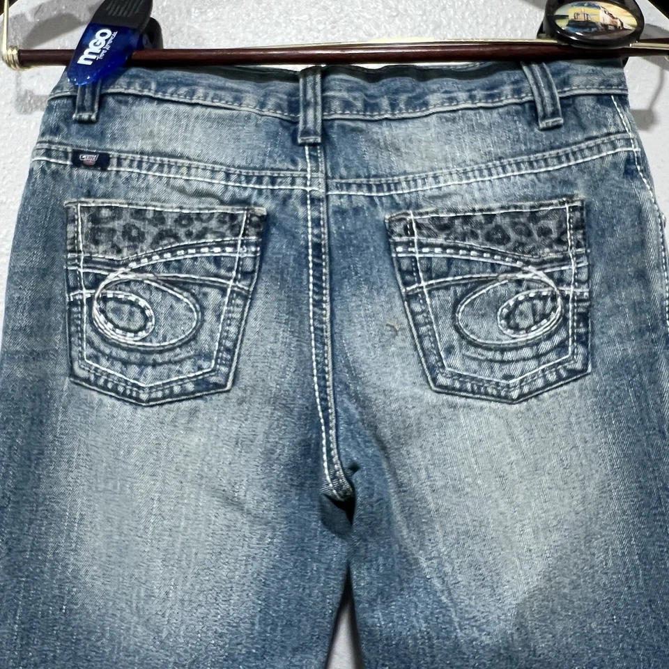 Cruel Girl Boot Cut Jeans Size 10S Cheetah Print Denim Distressed Girl’s EUC - Image 4 of 4