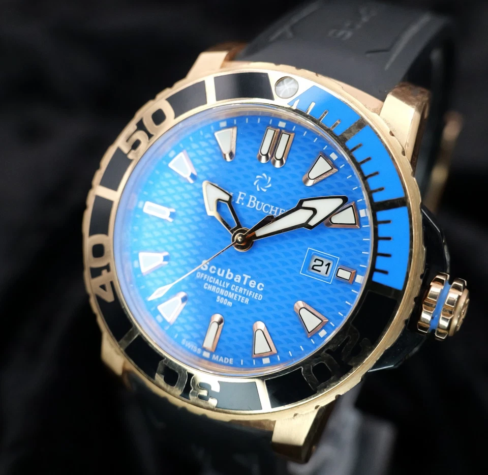 Carl F. Bucherer Patravi ScubaTec dorado 00.10632.22.53.01 44 mm esfera azul con garantía Foto 2 de 4