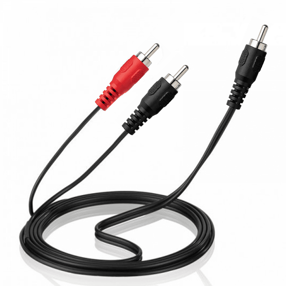 1.2m RCA Phono Plug to 2x RCA Phono Plugs Left/Right Cable Mixer Amp Audio Lead