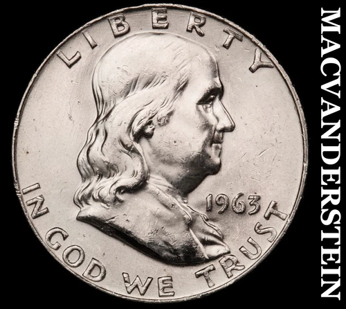 1963-D Silver Franklin Half Dollar - Choice G Brilliant Unc+++  Lustrous  #G8428