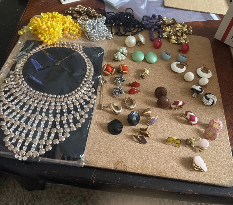 Jewelry Estate Lot  Junk Drawer Assorted Necklaces, Matching Earrings, Pins