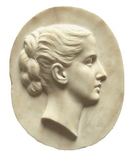 Antique Grand Tour Relief Carved Marble Portrait Bust Italian Classical Lady