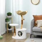 PawHut 40" Cat Tree for Indoor Large Adult Cats with Real Wood Posts