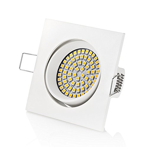 Led Einbaustrahler Weiß Flach 230V Einbauspot Alu Eckig 3,5W Warmweiß Deckenspot-image