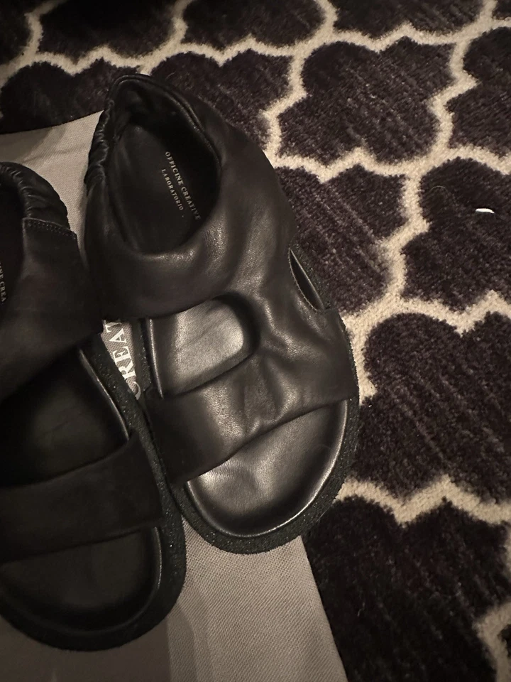 Sandalias Officine Creative de cuero negras con punta abierta para mujer talla UE 36 6 Foto 4 de 4