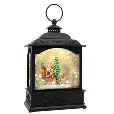 Christmas Snow Globe Lantern with Music  Timer, Santa LED Glitter Lantern, B...