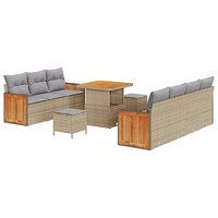 Gartensofa Set Mit Kissen 13-Teilig Poly-Rattan Beige Hellgrau