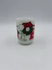 Vintage Fire King Snoopy Coffee Mug Christmas Noel Wreath Peanuts Milk Glass Cup