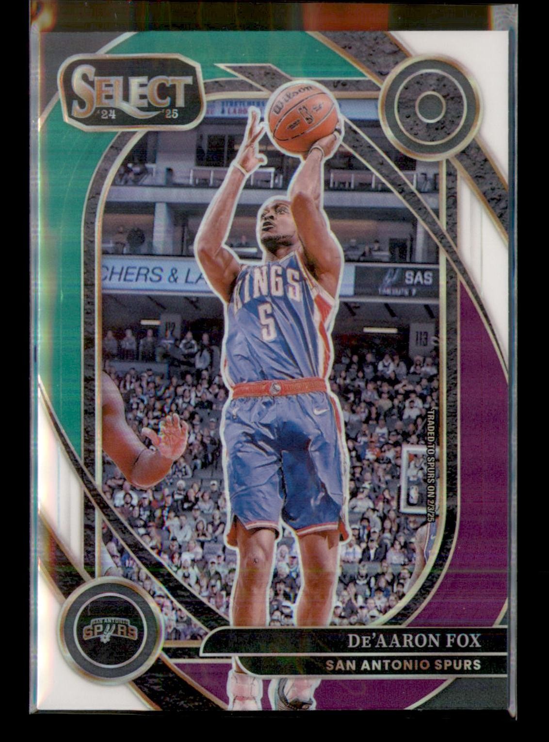 2024-25 Panini Select #239 De'Aaron Fox Green White Purple Prizm