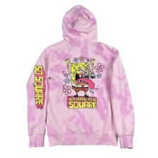 H M Spongebob Squarepants Pullover Hoodie Men  s Size M Pink Tie Dye Go Square