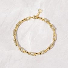 2Ct Round Lab Created Diamond Women's Paperclip Bracelet 14K Yellow Gold Plated