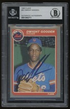 1985 Fleer Dwight Gooden Rookie Card Authentic Autograph BGS Auto NL CY. rookie card picture